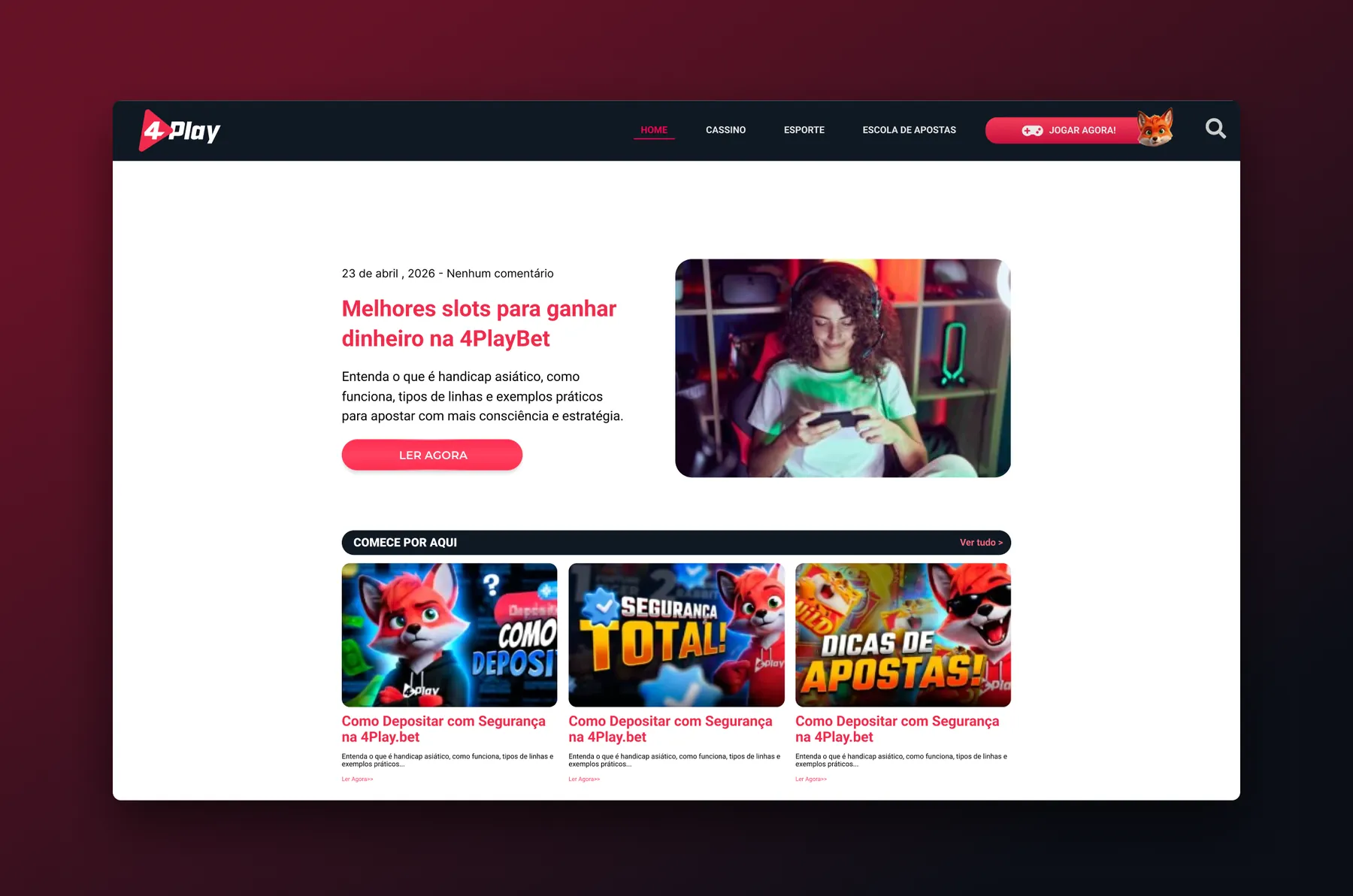 Editorial blog on desktop