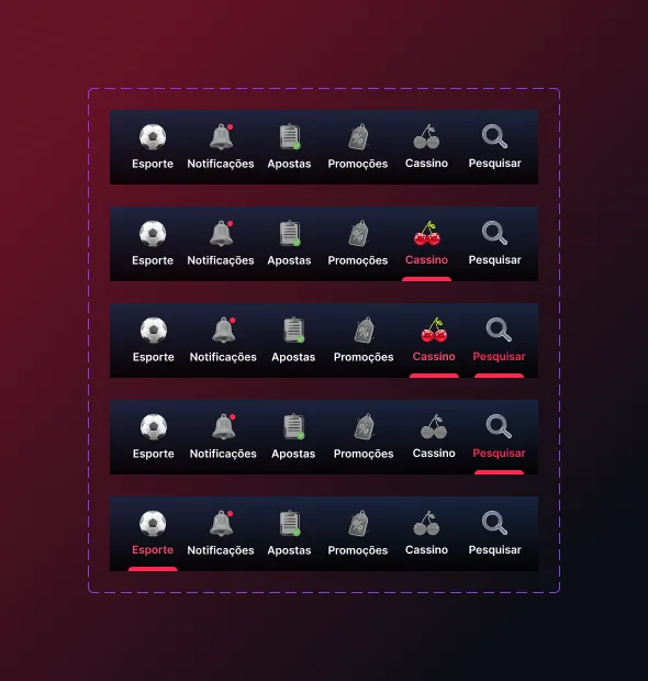 Mobile bottom navigation and states
