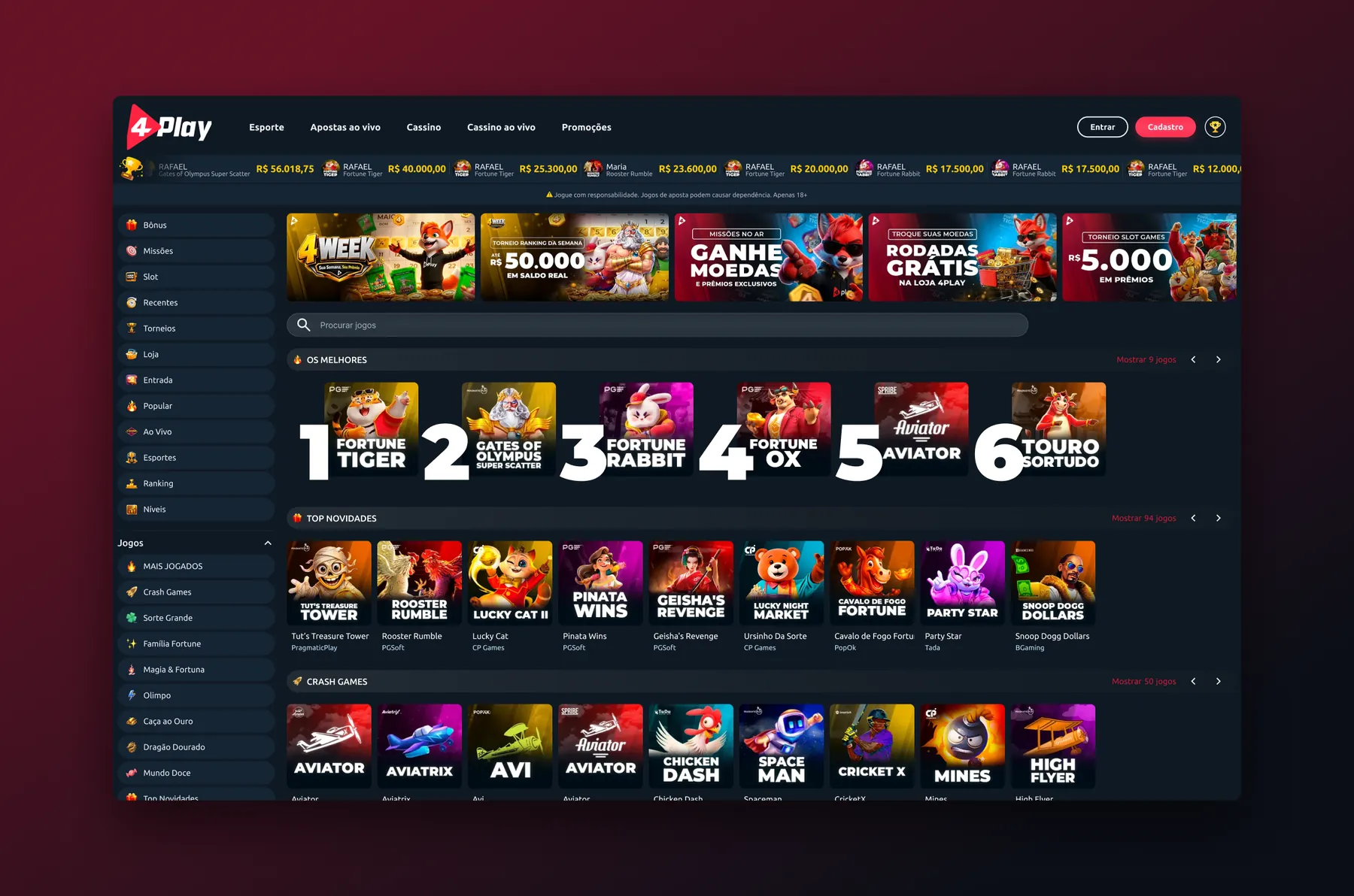 Sports front on desktop