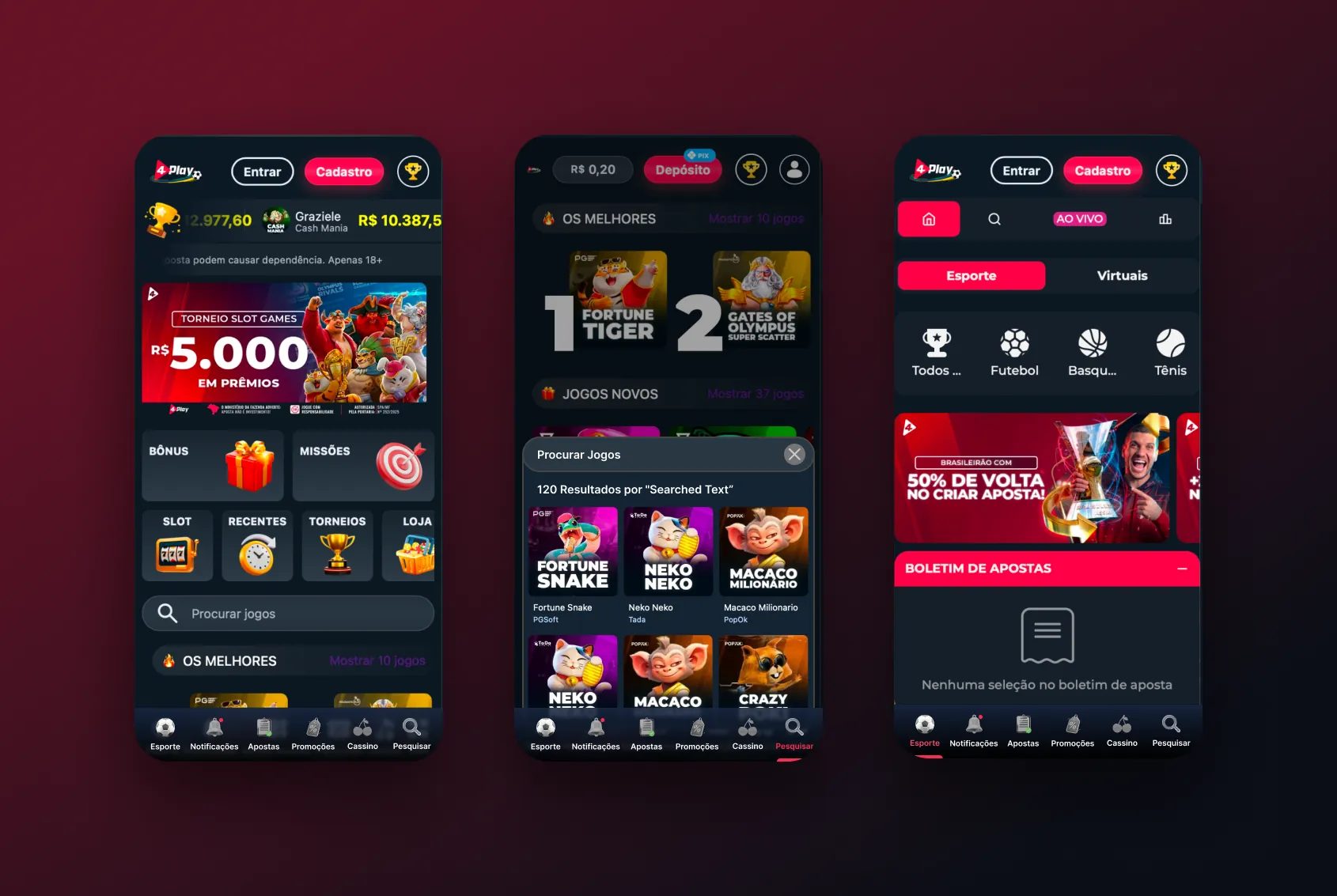Mobile: home, game search and sports under one bottom navigation