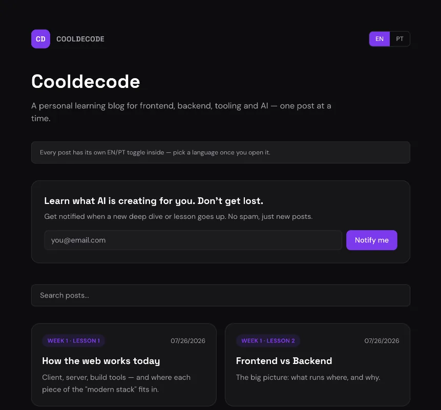 Cooldecode home page