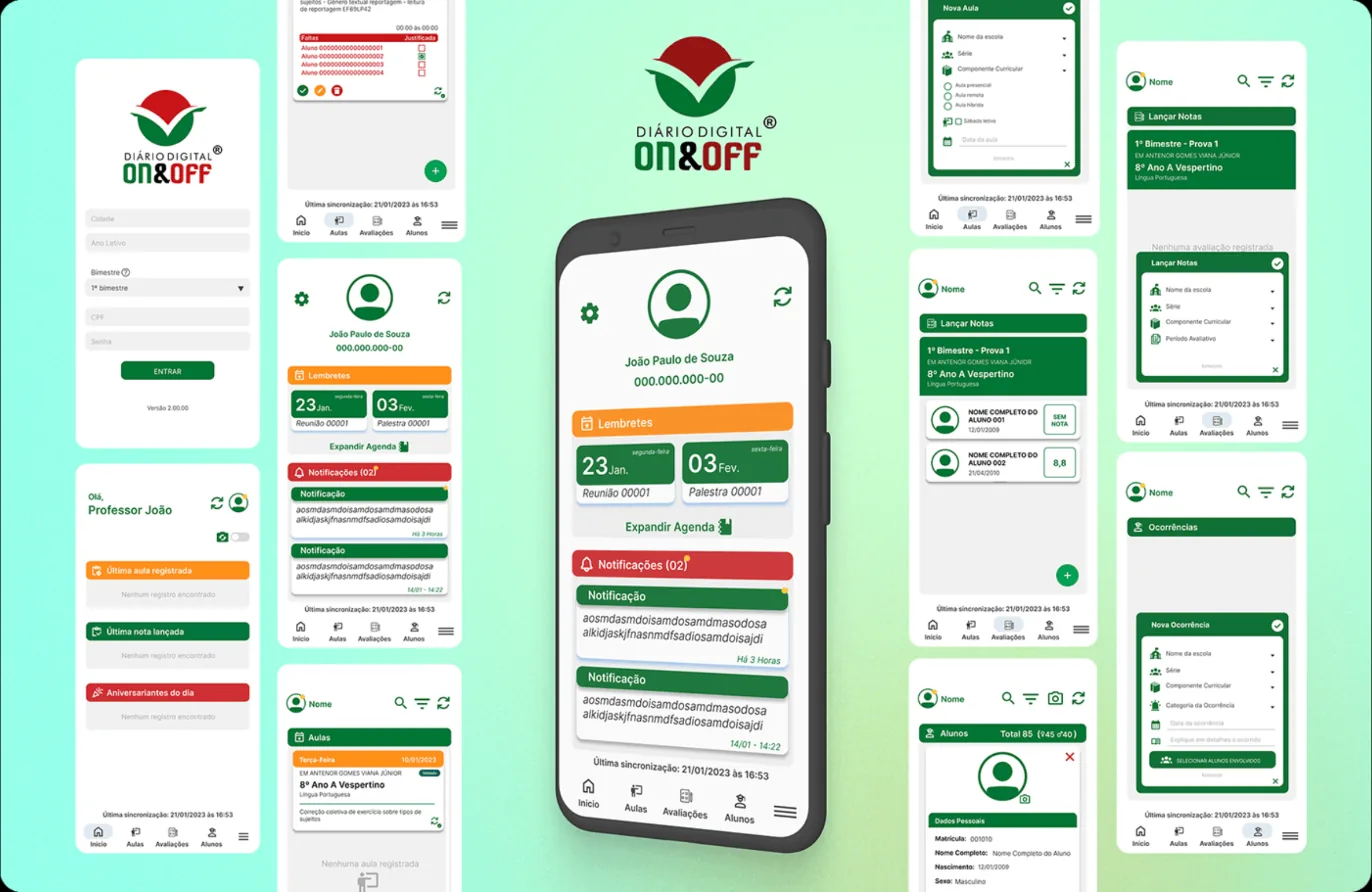 Digital class register app, online and offline
